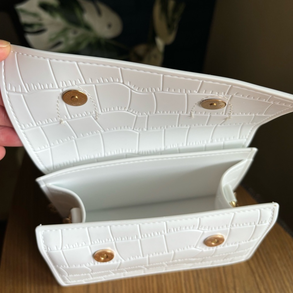 Top Handle Mini Purse in Snakeskin White - Picture 7 of 12